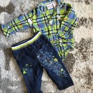 Truly Scrumptious boy artsy splatter outfit